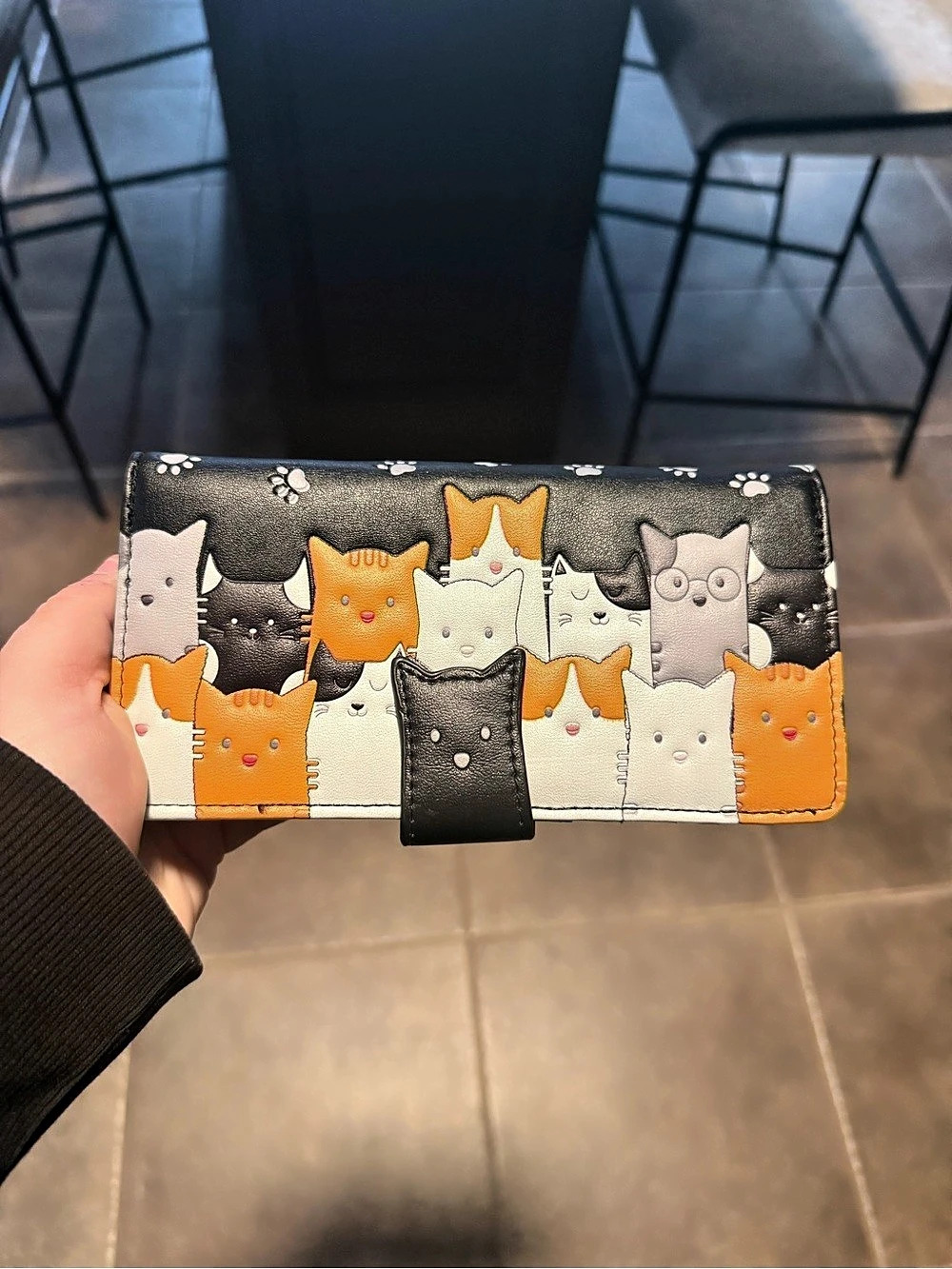 Shagwear Cat Print Wallet in Black & Orange